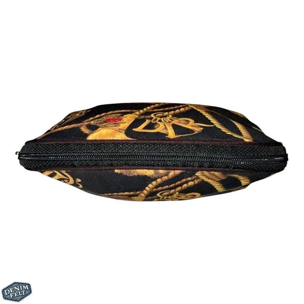 Christian Dior Vintage Trotter Rope‎ Print Cosmetic/Makeup Pouch – Black/Gold